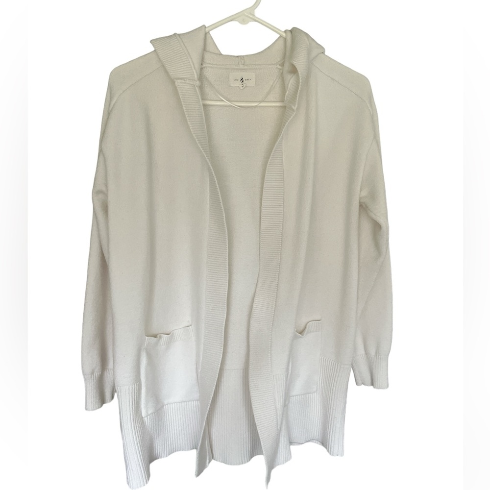Lou & Grey Hooded Pocket Open Cardigan Ivory Small